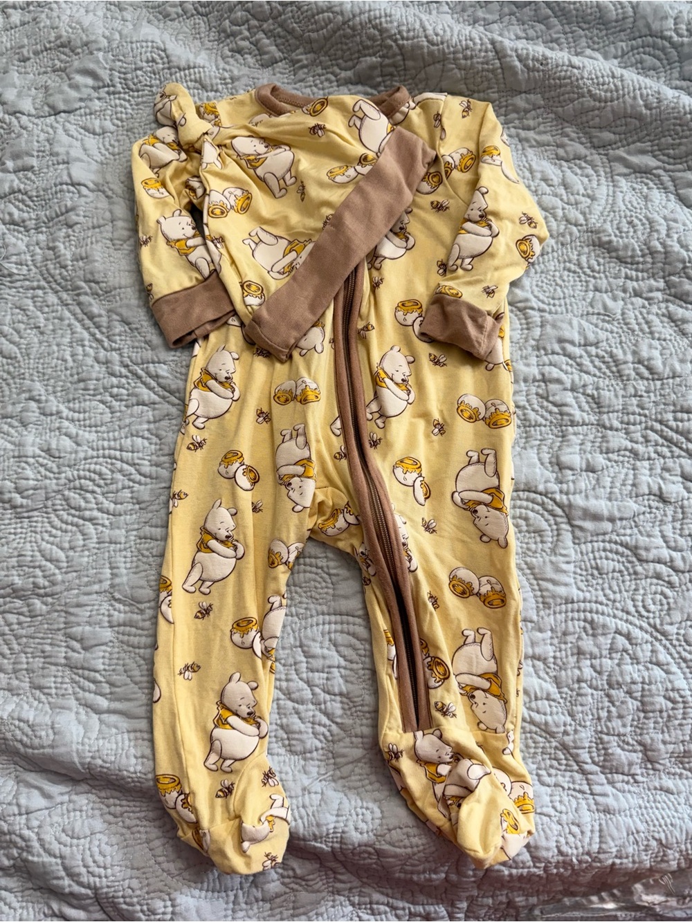 Disney Yellow Winnie the Pooh Print Footie